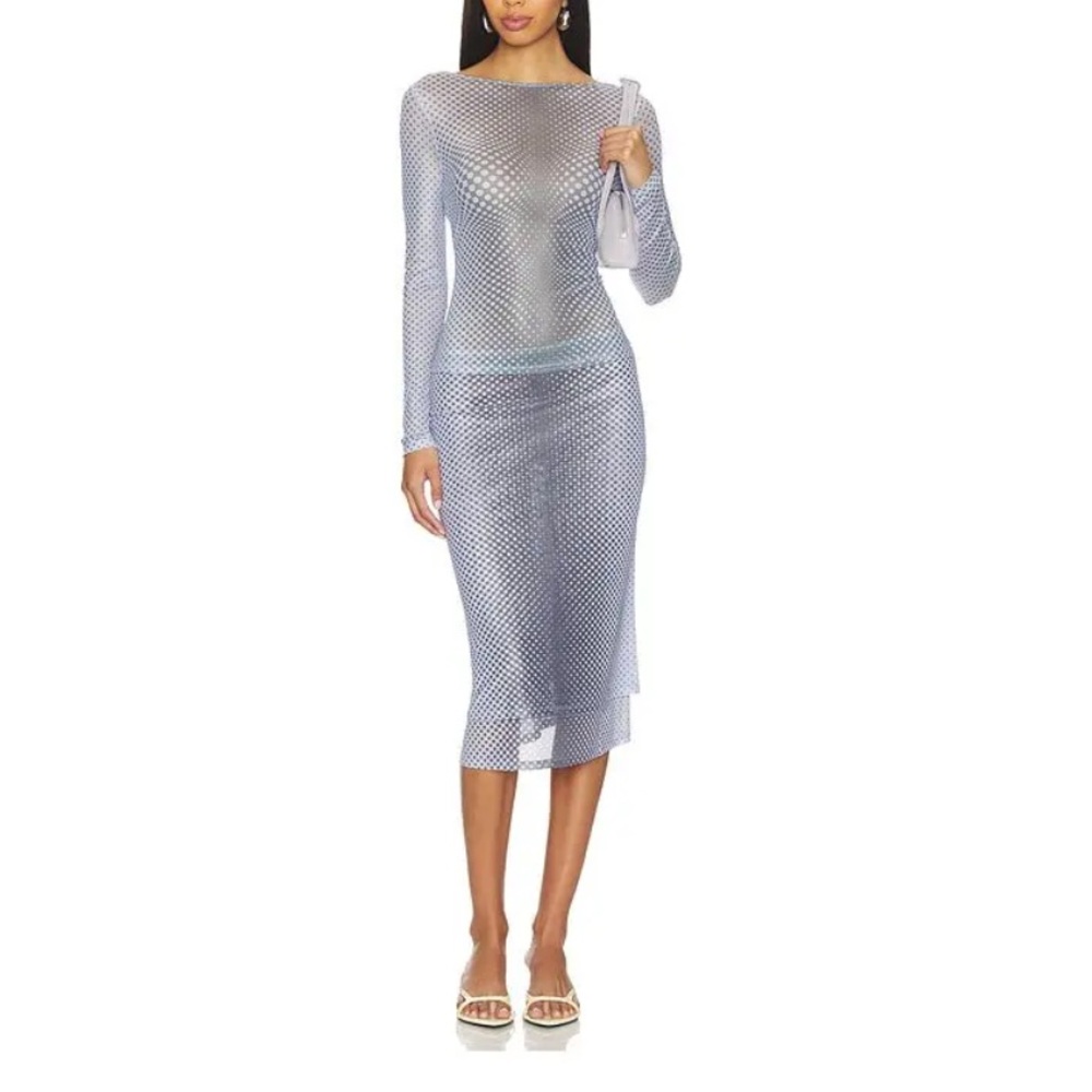 Miaou Gray Warped Dot Skirt and Top